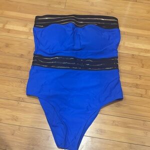 SHEIN Blue and Black One Piece Swimsuit